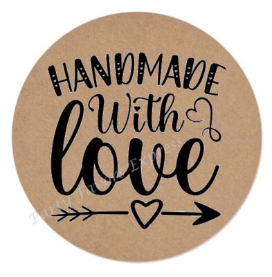 HANDMADE WITH LOVE KRAFT ENVELOPE SEALS LABELS STICKERS SMALL BUSINESS