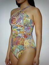 Bleu Rod Beattie NWT Sz 10 E1709 Bohemian Paradise High-Neck One-Piece Swimsuit