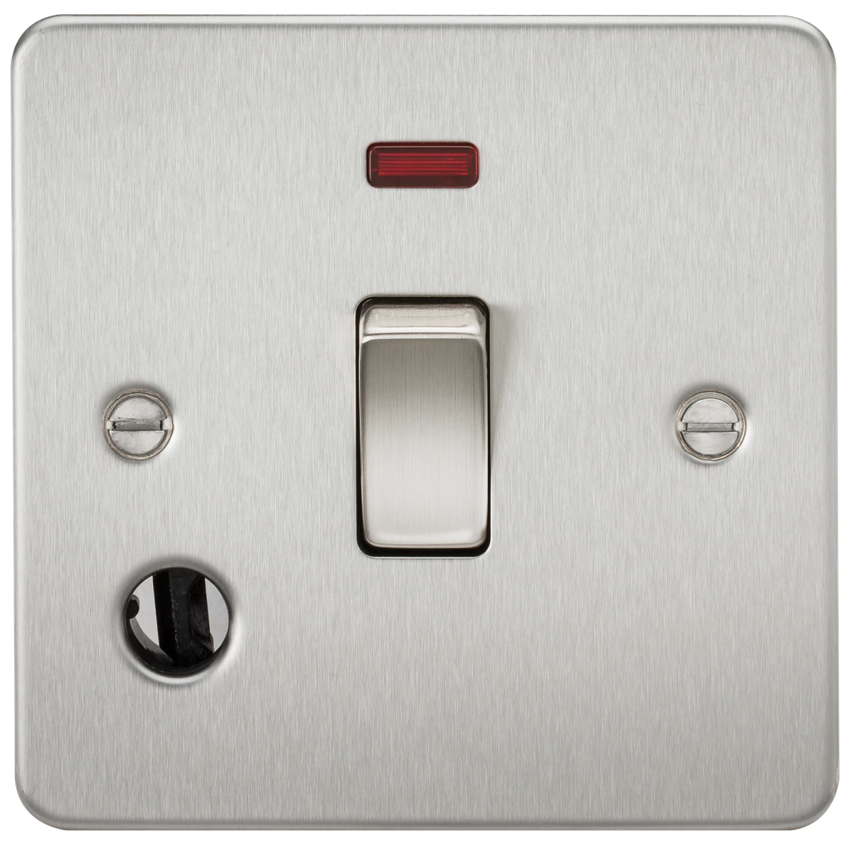 Flat Plate 20A 1G DP switch with neon and flex outlet brushed