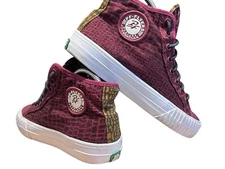 PF FLYERS PM14OH3F CENTER HI ANIMAL W7.6/M6 Burgundy Canvas Hi-Top Shoe Sandlot