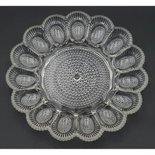 Indiana Glass Hobnail Clear Egg & Relish Tray, Holds 15 Eggs, 11.25" Round