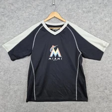 MLB Genuine Merchandise Miami Marlins Tee Size L T-Shirt Black SMUDGE & SNAGS