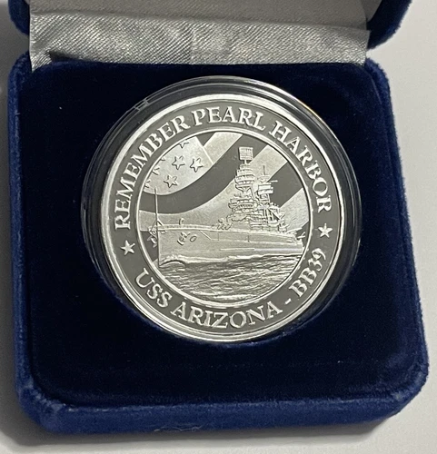 Pearl Harbor USS Arizona BB39 Collector Proof Coin 1 Troy Oz .999 Fine Silver