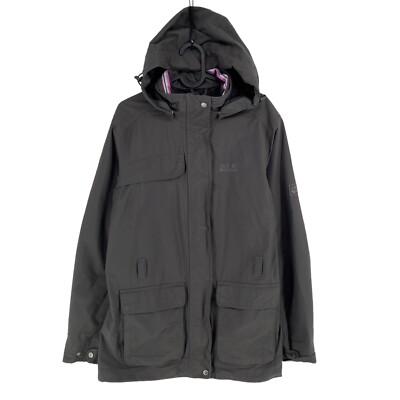 Jack Wolfskin Texapore Dark Grey Hooded Parka Jacket Coat Size L