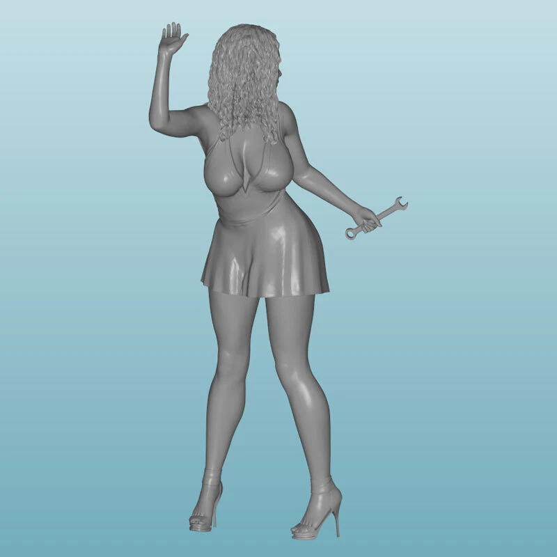 Unpainted resin Figure Woman Girl holding the hood 1/18 1/24 1/32 1/43 D133 - Image 2 of 4