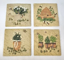 Cheri Blum Wall Plaques, Garden Decor, Bee Hive, Floral, Herbs, butterfly