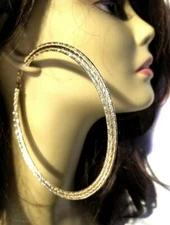 LARGE HOOP EARRINGS 4.5 INCH TRIPLE HOOP EARRINGS GOLD OR SILVER TONE