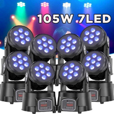 7LED Moving Head Par Light 105W RGBW DMX512 Beam Bar Wall Wash Stage Disco Light