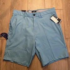 NEW All Day Tech Short Men’s Size 34 Teal Stretch Easy Care Quick Dry 9” Inseam