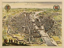 Paris 1620 Historic City Plan Vintage Map - 24x32
