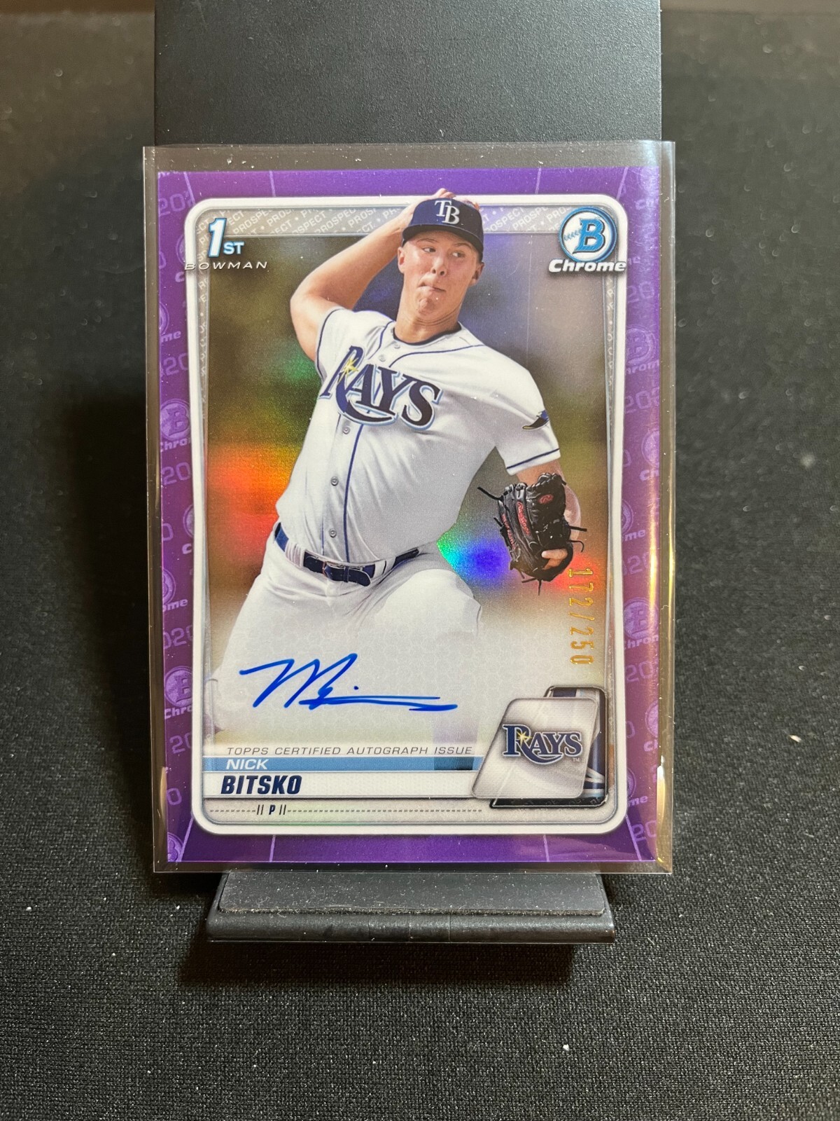 2020 Bowman Draft Chrome 1st #CDA-NB Nick Bitsko Rays Auto Purple /250