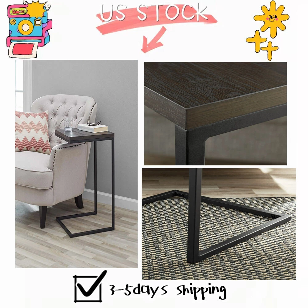Home Mainstays C Shape Metal End Table Espresso Black USA
