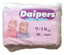 BRAND NEW 90s DIAPERS ULTRA PLUS 18 PLASTIC diapers No4 up to 18kgs/40lbs