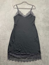 Victoria  s Secret Slip Dress Women's Large Gray Dream Angels Satin Lace Chemise