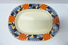 ANTIQUE ADAMS BROCADE TITIAN HAND PAINTED ART DECO FLORAL CHARGER PLATE PLATTER