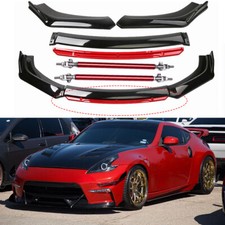 For Nissan 370z 350z Front Bumper Lip Splitter Spoiler Strut Rod Black Red