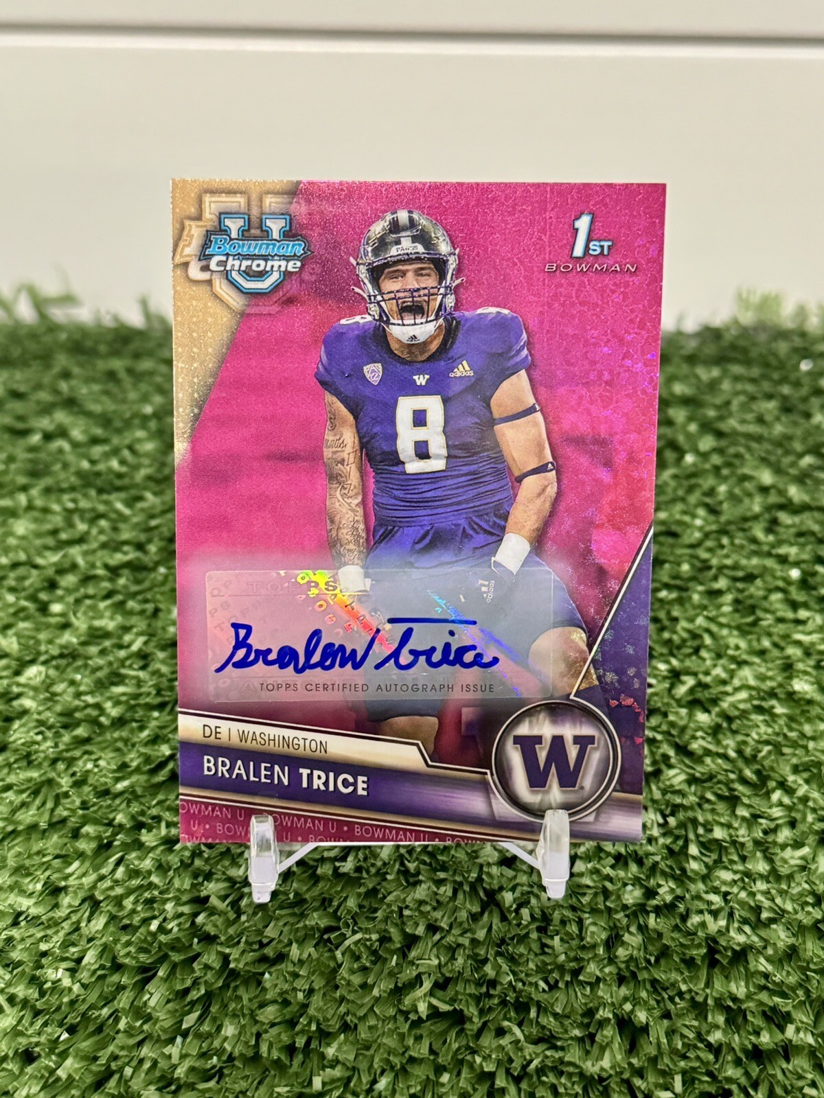 2023 Bowman Chrome University Bralen Trice Washington Pink Diamond Auto /150