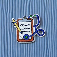 Iron On Patch Medical Charting Stethoscope Nurse Doctor Chart RN MD NP Hospital