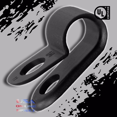 100 PCS 1/4'' Inch R-Type CABLE CLAMPS NYLON BLACK HOSE WIRE ELECTRICAL RING LOOP