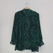 Bob Mackie Green Velvet Burnout Jacket Silk Lightweight Sz Large Wearable Art