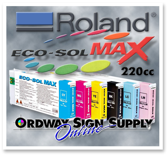 New OEM Roland Eco-Sol MAX Ink CMYK LC LM MT 220cc Cartridge