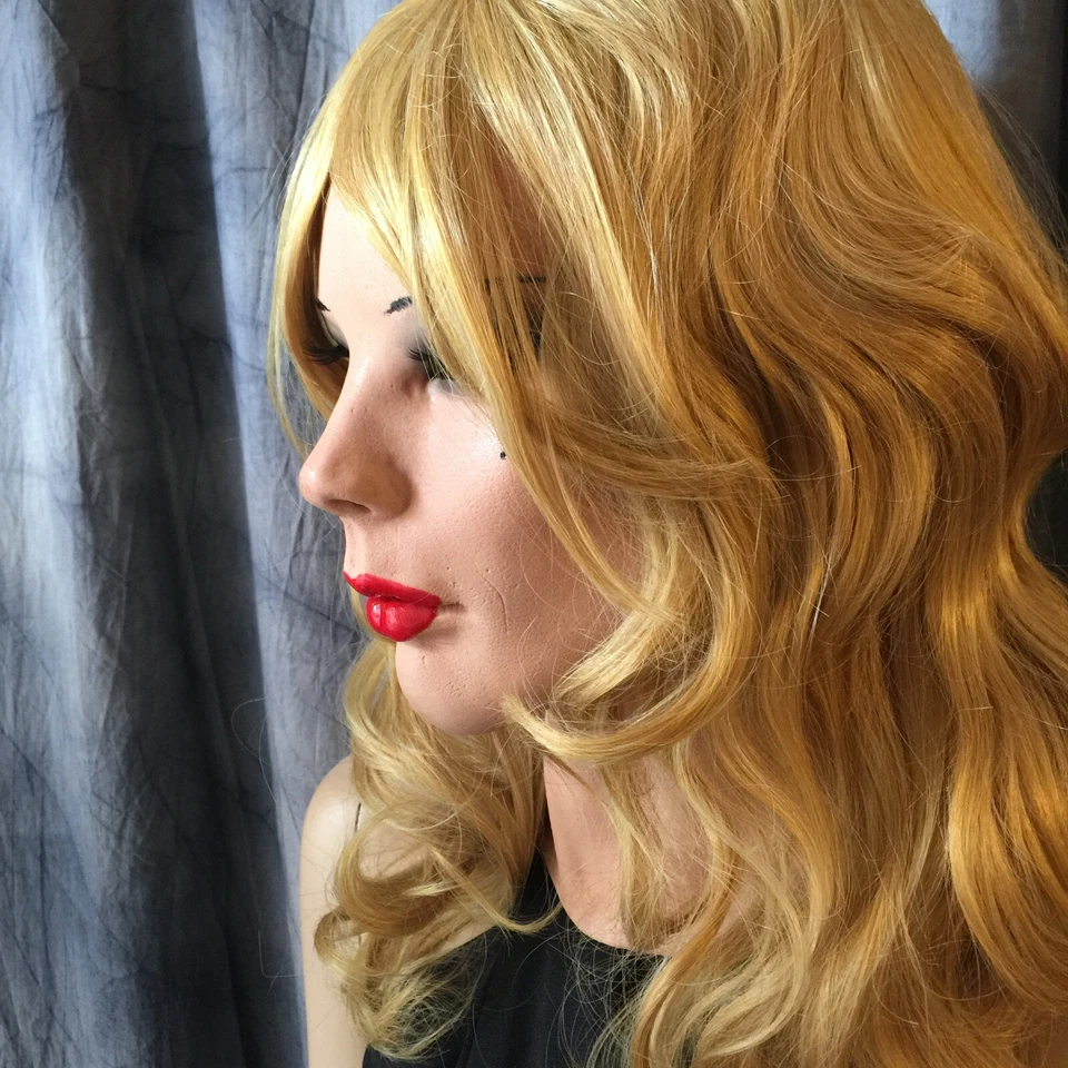 Latex mask LIV RED +EYELASHES +WIG Crossdresser woman mask trans* rubber - Image 2 of 4