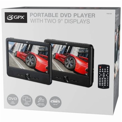 GPX 9  Screen Portable DVD Player With 2 Screens nib automobile media-open box