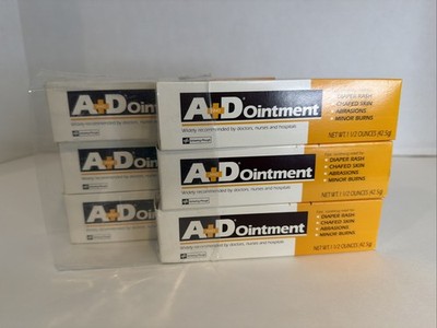A+D Ointment 6 NEW First Aid Tubes 1.5oz Ea: Diaper Rash Chafed Skin Burns Cuts