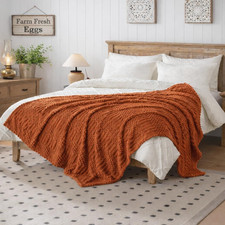 Rust Throw Blanket   Soft Fluffy Fleece 50x70 Cozy Decorative Sofa Couch Bed Bla