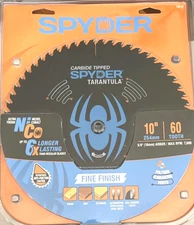 Spyder Tarantula 10 inch 60 Tooth Fine Finish Saw Blade Nickel Cobalt Brand New!