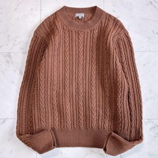 Margaret Howell Cable Knit Sweater, Size M, Crew Neck, Warm Terracotta Brown