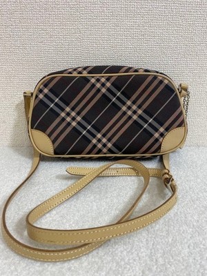 Burberry Blue Label Beige Nova Check Heart Charm Shoulder Bag Y2K