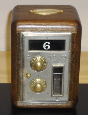 Walnut Post Office Box Door Bank-Circa 1886-Nickel Plated-Size 1