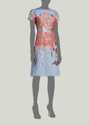 $600 Rickie Freeman by Teri Jon Women's Blue Cap Sleeve Fit and Flare Dress Sz 2