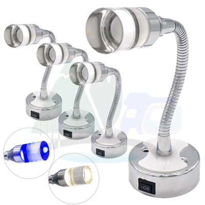 4x DIMATEC LED FLEXI LICHT WEISS/BLAU LESELAMPE CAMPERVAN WOHNMOBIL BOOT SPOT