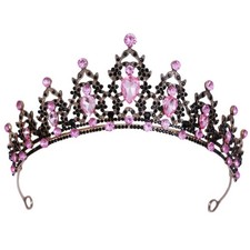 HPMAISON Baroque Black Tiaras for Women 1 Count Pack of 1 ,  Pink