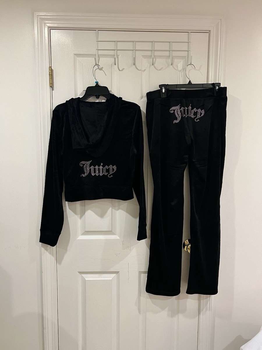 NWT Size XL Juicy Couture Velour Bling Tracksuit Black With