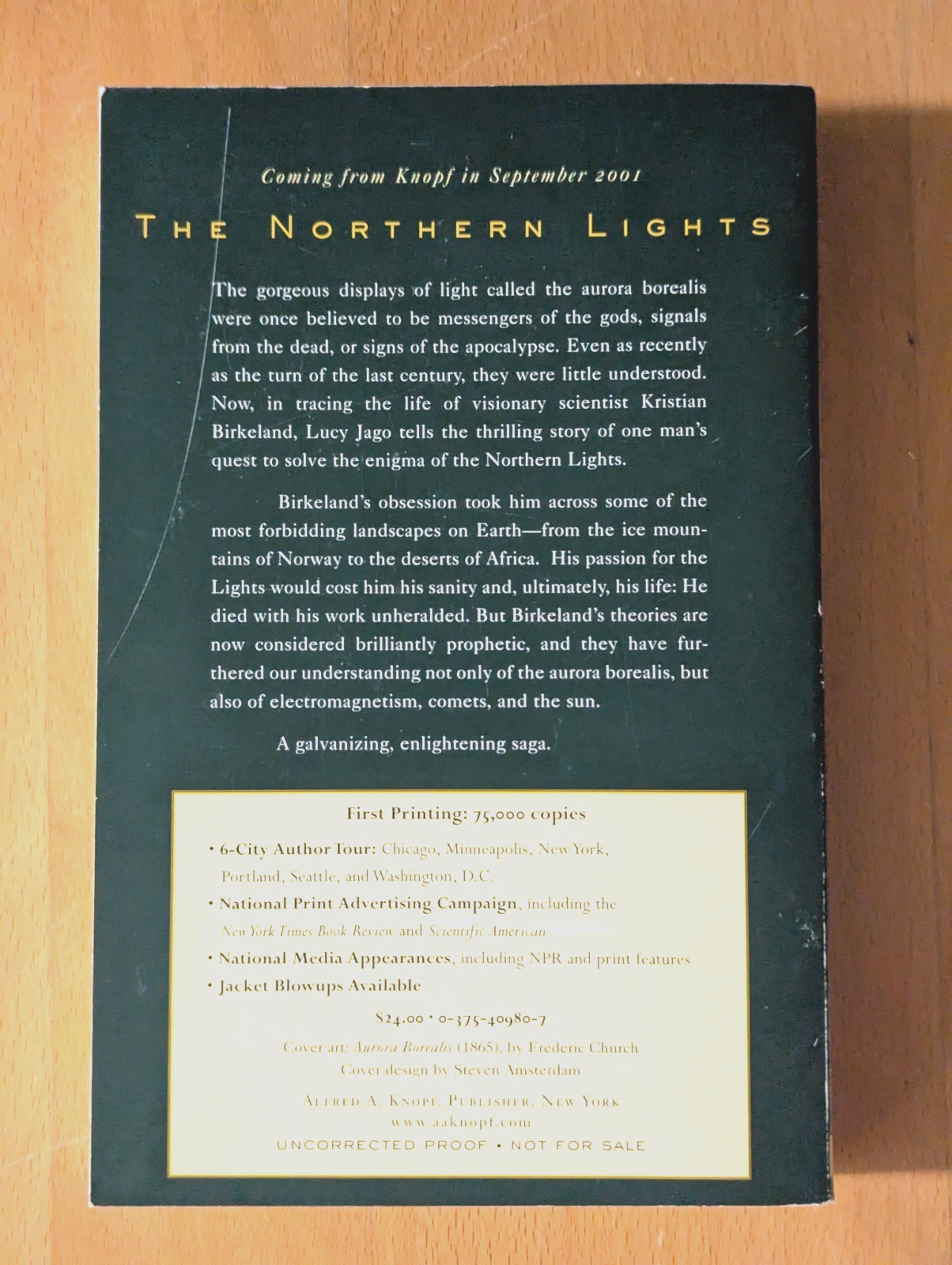 THE NORTHERN LIGHT Lucy Jago, Advance Reader's Edition, Collector's Ed, 2001