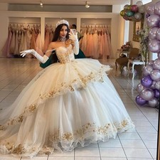 Princess Off Shoulder Quinceanera Dresses Sweetheart 3D Flower Lace Party Dress