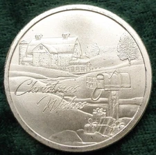 1 Troy Ounce .9999 Fine Silver Christmas Wishes Round, 1oz .9999, Country House