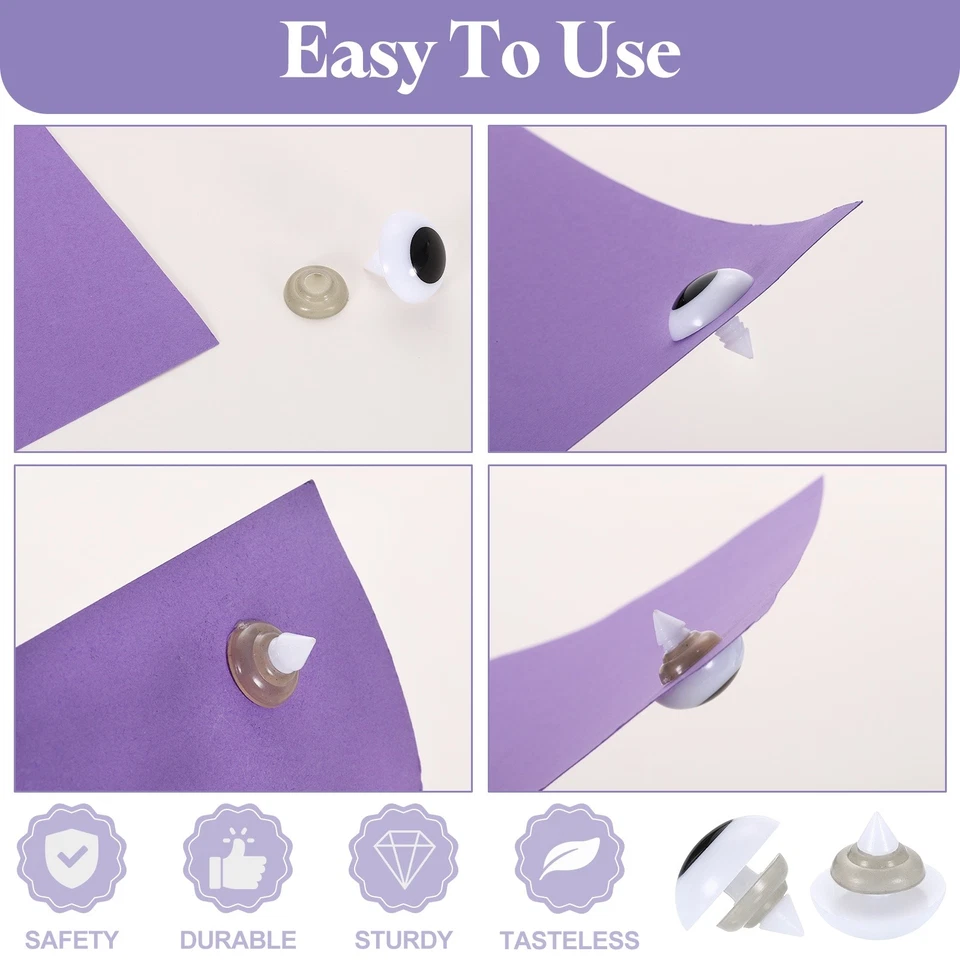 150 пластиковых защитных глазков 18 мм для вязания крючком со шайбами для животных, белые - Изображение 3 из 4