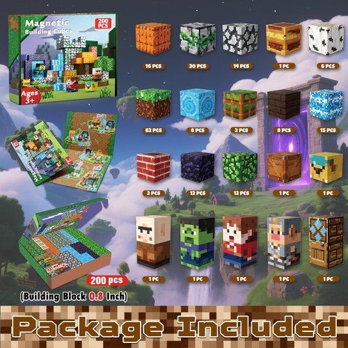 200 PCS Magnetic Blocks - Magnetic Building Blocks Cubes Adventurer, Magnet T... - Bild 2 von 6