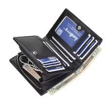Men's Leather Wallet Bifold Zipper Coin Pocket ID Window Credit Card Holder