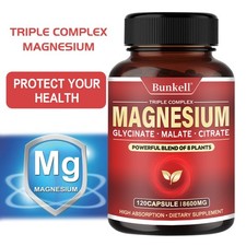 Magnesium Complex 600 Mg Supplements Balance Stress Muscle Health 120 Capsules 0.18 per thousand milligrams