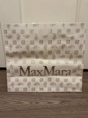 Max Mara Grey Logo Glossy Paper Shopping Bag 14''W x 12.5''H x 6''D