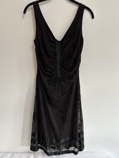 Y2k Ruby Rox Dress S Black Flocked Polka Stre...