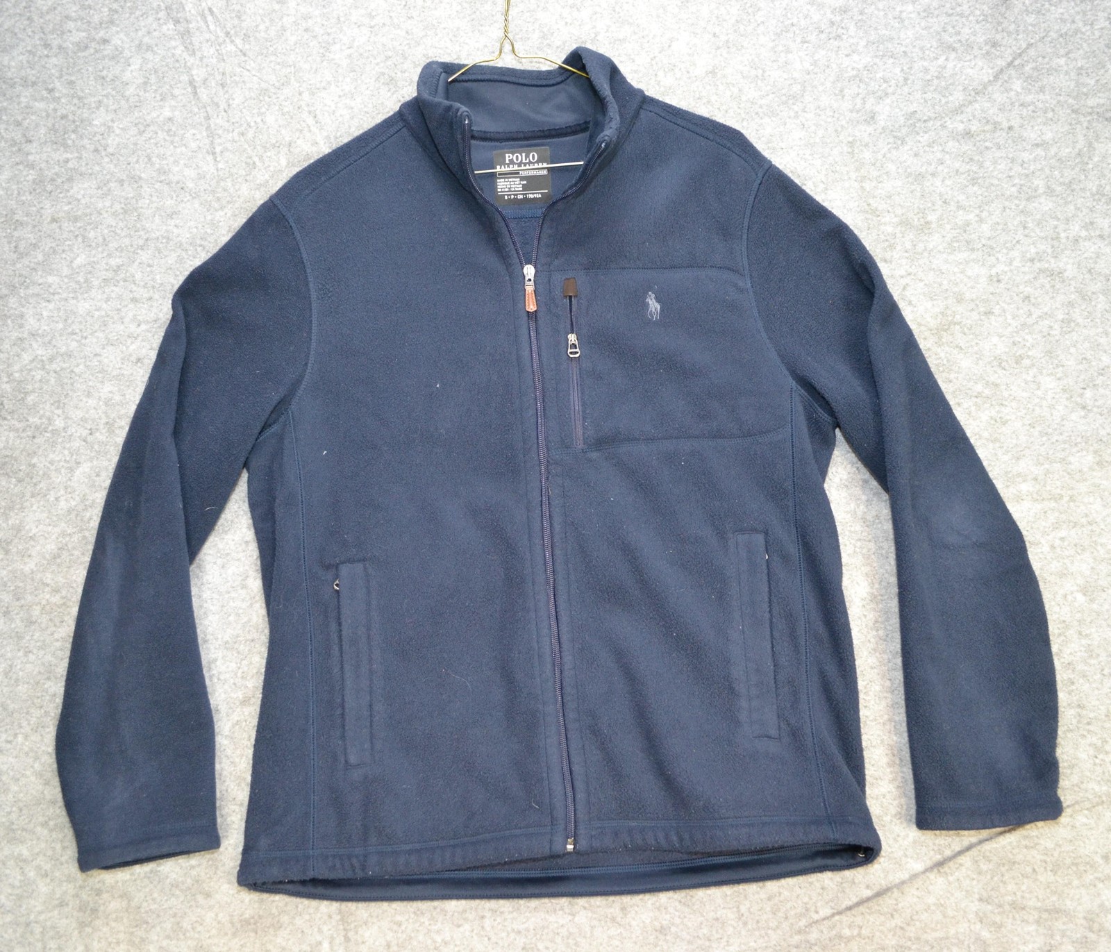 Polo Ralph Lauren Jacket Mens Small Navy Blue Fleece Full Zip Performance Pony
