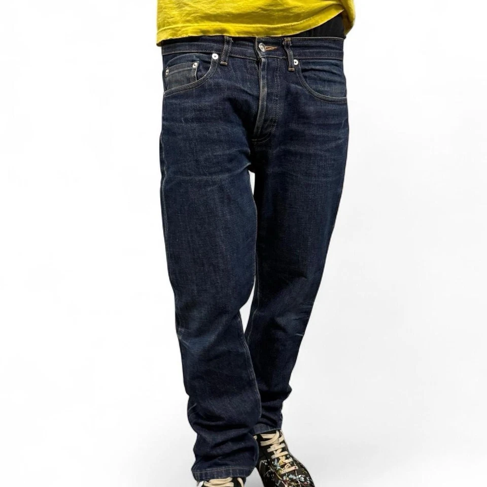 APC Selvedge Jeans Mens 31x30 Blue Honeycombs whiskers Dark Wash Button Fly - Image 2 of 4