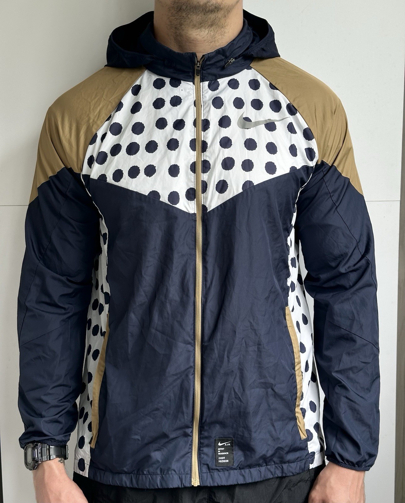 SACAI X NIKE Nike AIR Cody Hudson Windrunner Giacca da Corsa Blu Bianco Uomo L