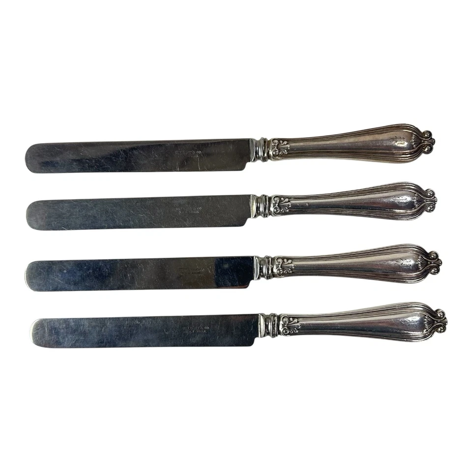 Juego de cubiertos Tiffany & Co plateados cuchillos vintage tenedores patrón Faneuil 20 piezas Foto 2 de 4